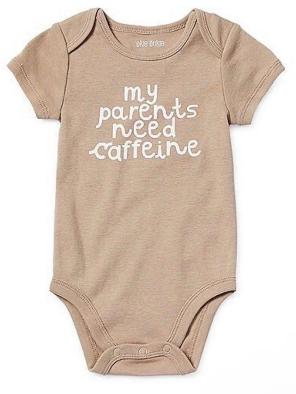Okie Dokie Baby Bodysuit Size 18M Brown My Parents Need Caffeine